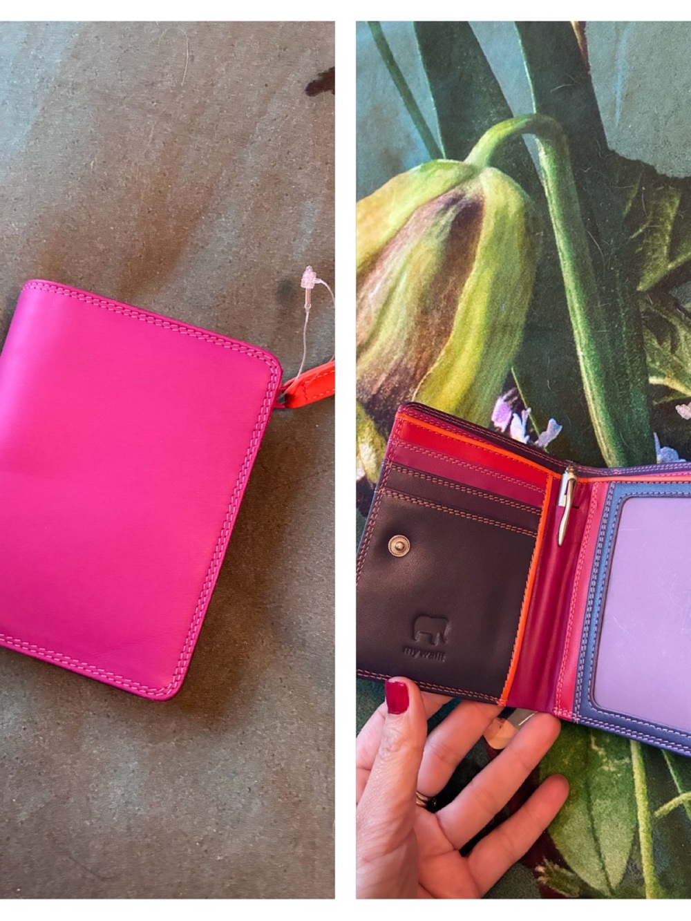 Women’s Pink Zip Wallet - Multi-Color Interior
